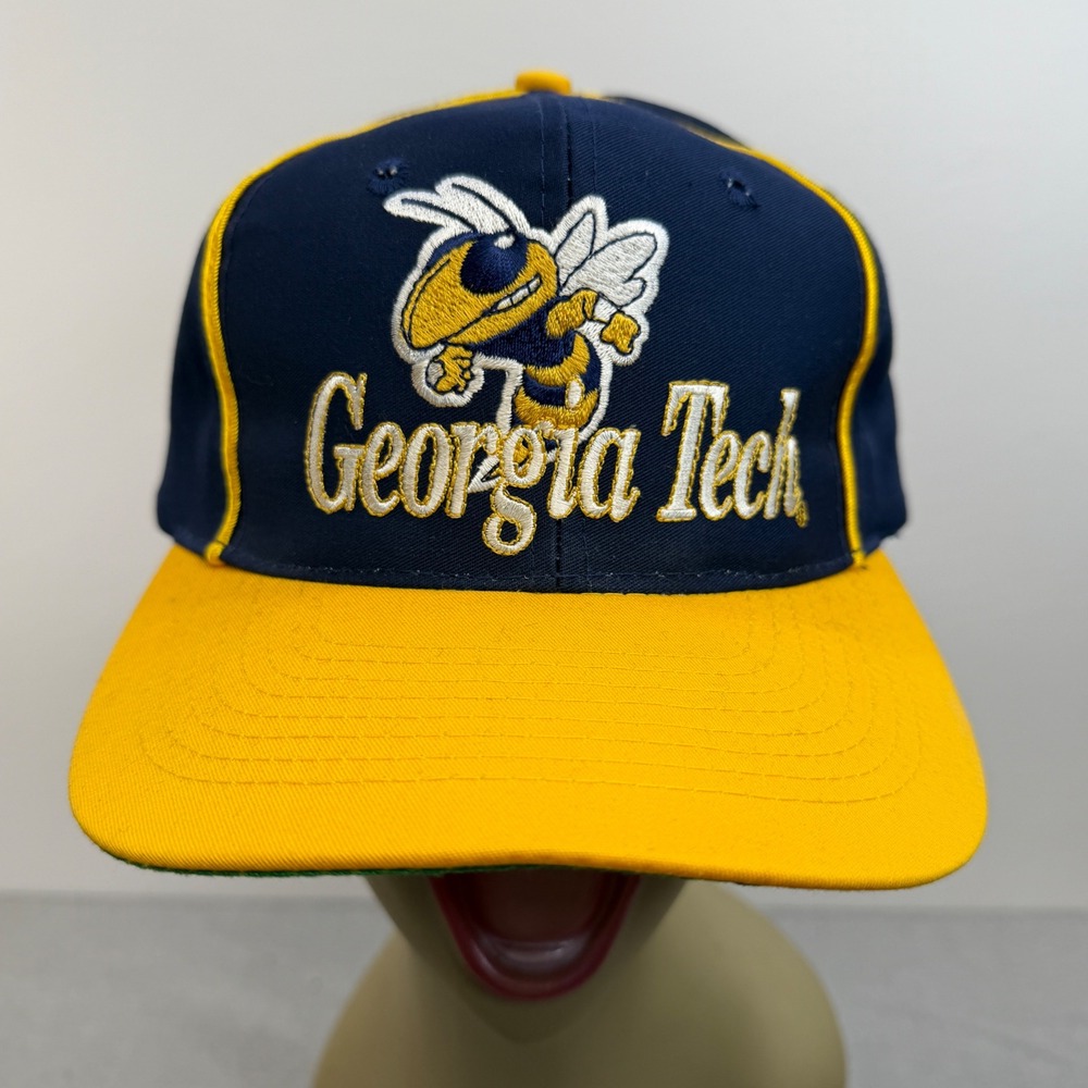Vintage Georgia Tech Yellow Jackets Snapback Hat The Game Navy Gold Buzz‎
